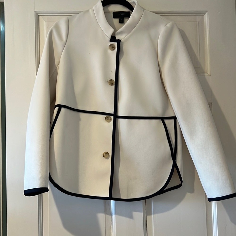 JCrew structured jacket/blazer ivory with navy detailing
